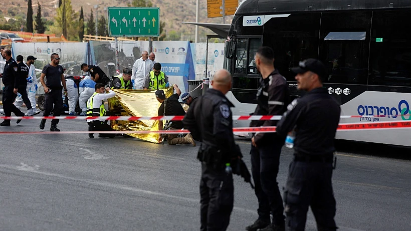 זירת פיגוע הירי בצומת רמות בירושלים