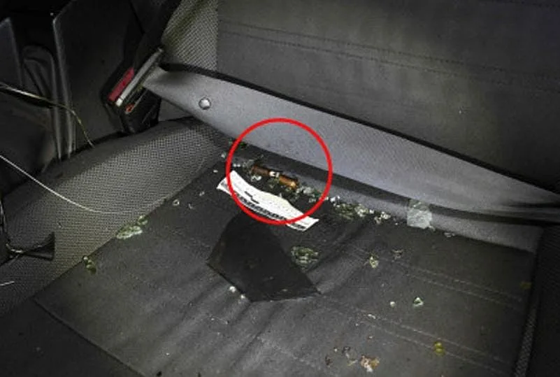 תרמילים ברכב שהוצת ובו נסעו רוצחי דניאל אסלן