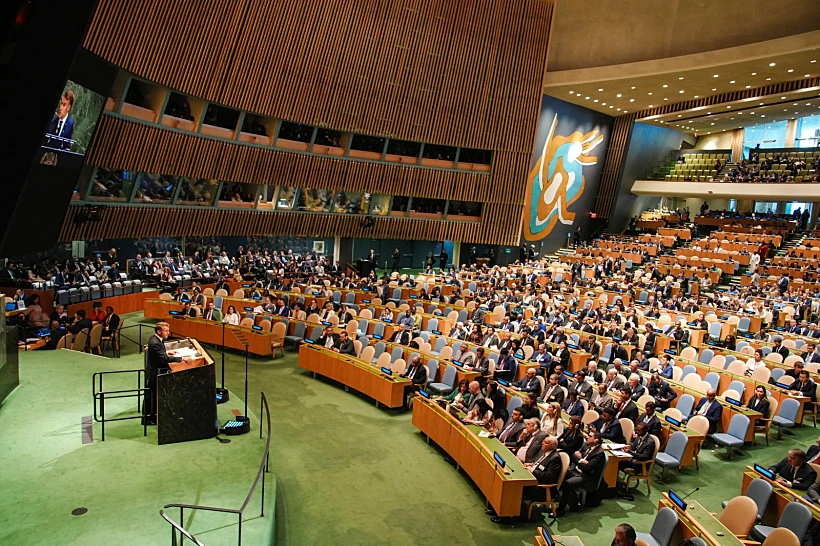 נשיא צרפת עמנואל מקרון מכריז על הכרה במדינה פלסטינית בעצרת האו"ם