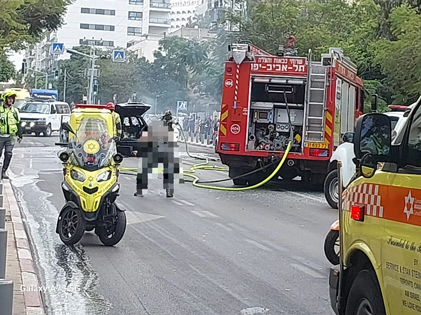 זירת פיצוץ הרכב בתל אביב