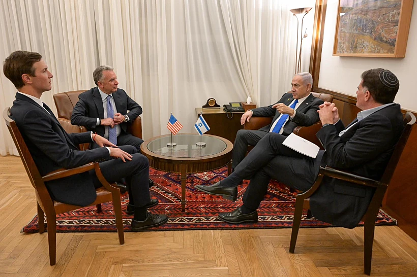 נתניהו ודרמר עם ויטקוף וקושנר