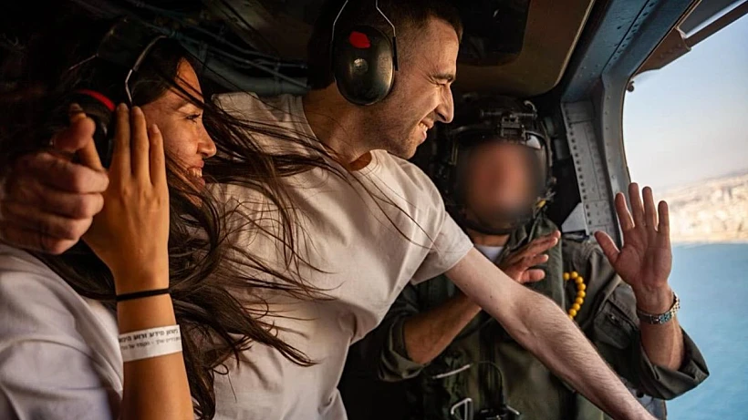 אבינתן אור ונועה ארגמני במסוק