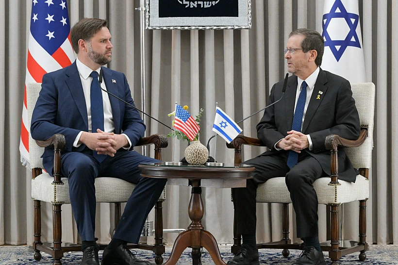 נשיא המדינה יצחק הרצוג בפגישתו עם סגן נשיא ארה"ב ג'יי די ואנס