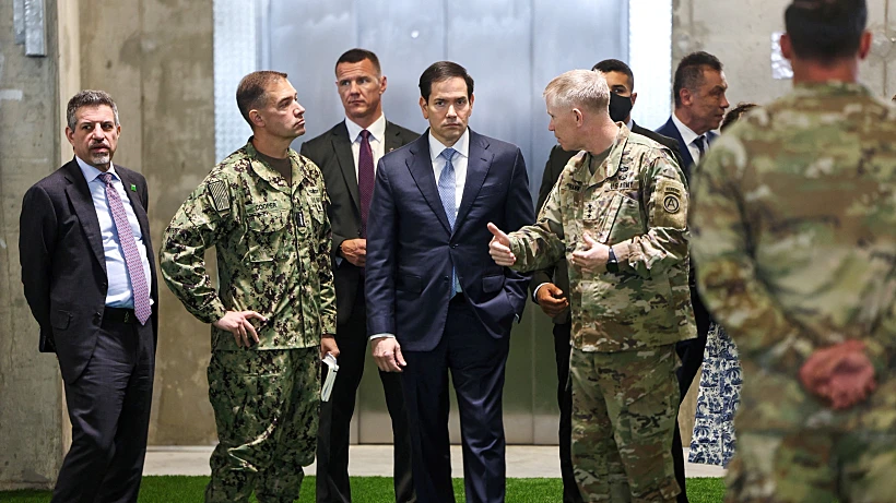 מזכיר המדינה האמריקני מרקו רוביו במרכז התיאום האזרחי-צבאי בקריית גת