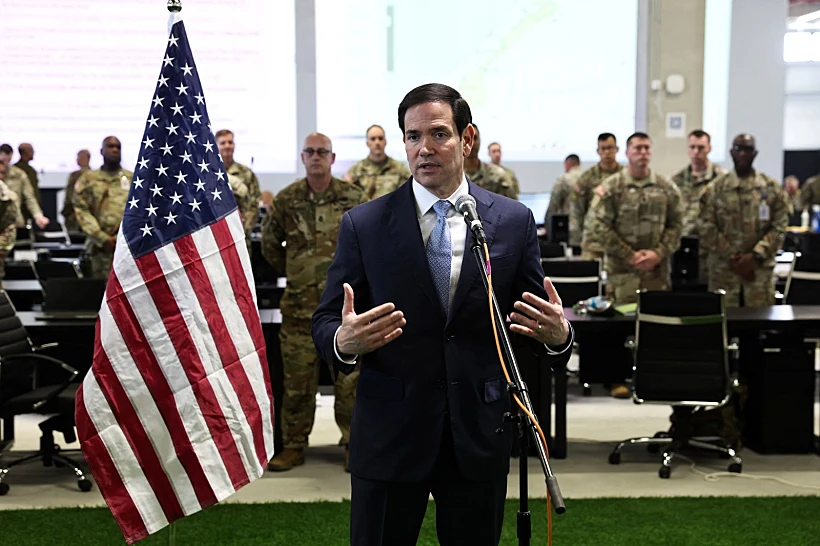 מזכיר המדינה מרקו רוביו במפקדה בקריית גת