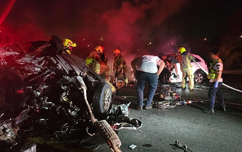 זירת התאונה בכביש 42, מרחב שפלה, אשדוד, צומת בני דרום