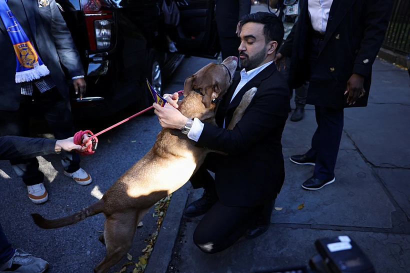 זוהרן ממדאני ביום הבחירות בניו יורק