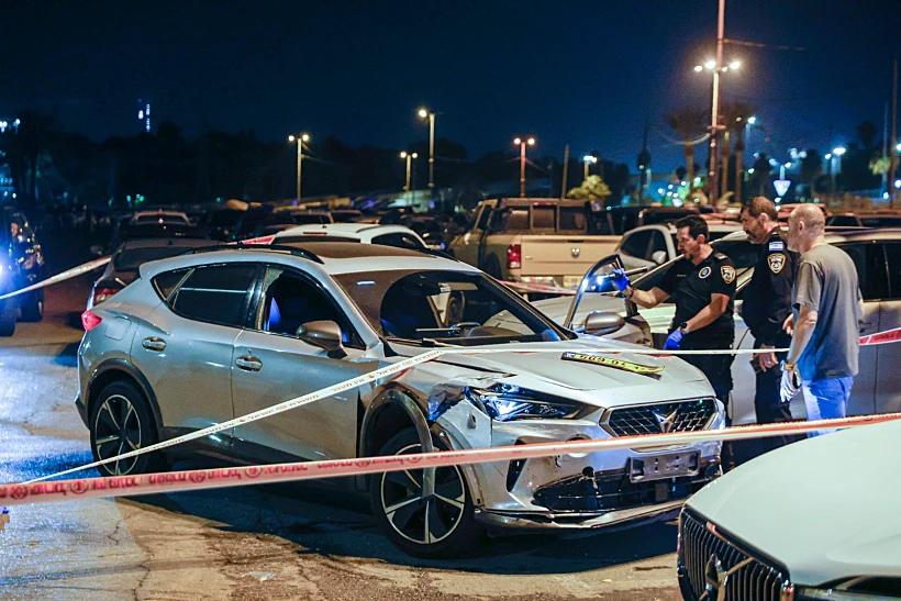 זירת הרצח בחניון גני יהושע בתל אביב