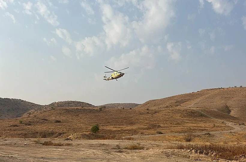 מסוק מד"א בזירת התאונה בבקעת הירדן
