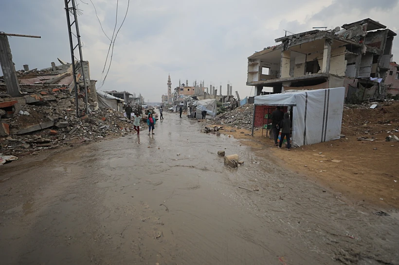 הצפות במחנה הפליטים נוסייראת שבמרכז רצועת עזה