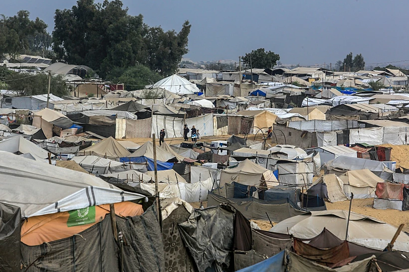 הצפות באזור המואסי בח'אן יונס, דרום רצועת עזה