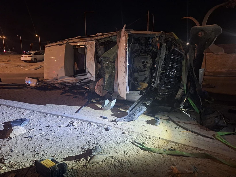 זירת התהפכות הרכב ליד צומת דימונה