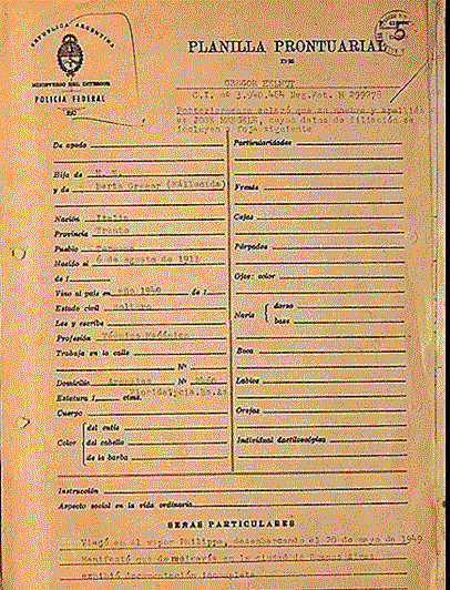 אחד המסמכים שנחשפו בארגנטינה בנוגע למנגלה