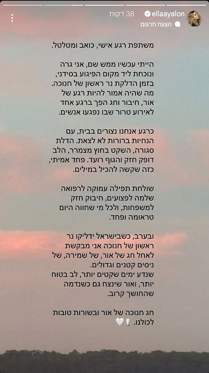 מתוך הסטורי של אלה איילון