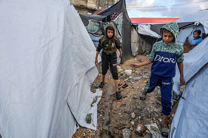 בין חאנון ברצועת עזה במהלך הגשמים