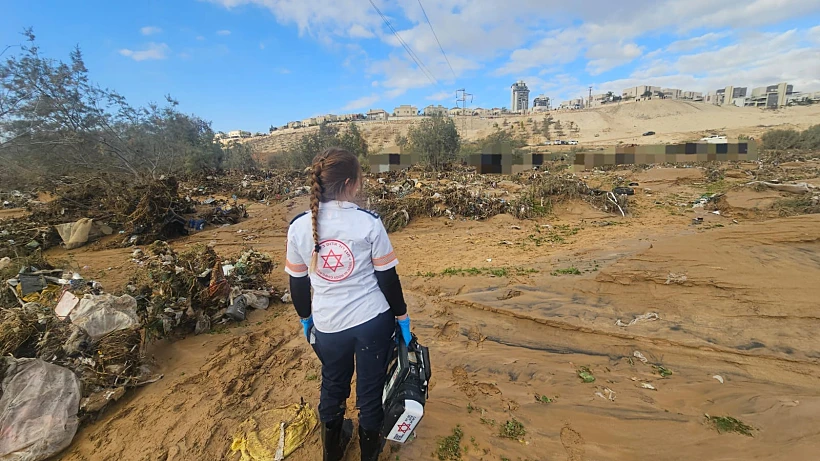 הזירה בה אותר הנעדר שנסחף בנחל מיתר