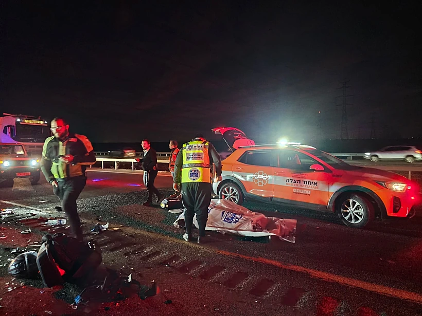 זירת התאונה בכביש 6