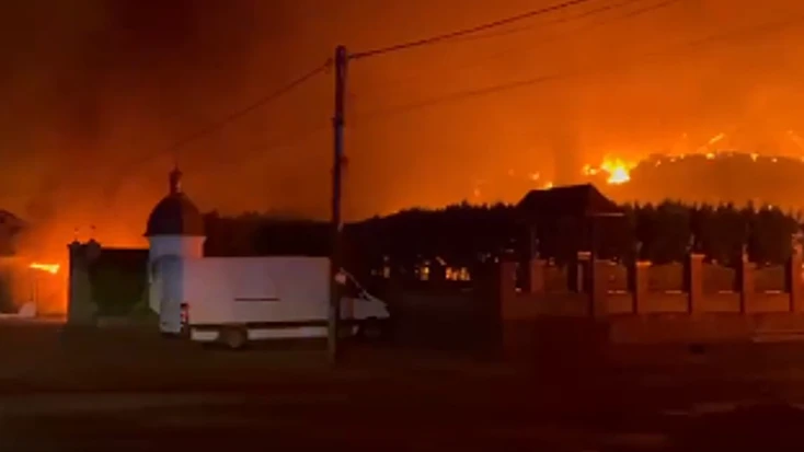 תיעוד השריפות בקייב כתוצאה מהתקיפה