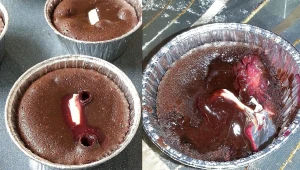 סופלה שוקולד עם פירות יער ושוקולד לבן