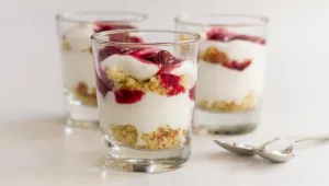 עוגת וניל עם קצפת וסירופ דובדבנים