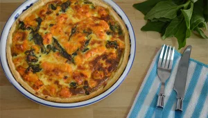 קיש בטטות, תרד וגבינות