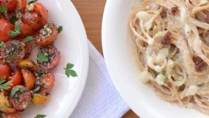 ספגטי ברוטב שמנת טבעוני ללא טיפת שמן אחת!