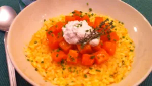 ריזוטו דלעת עם דלעת מקורמלת וקרם שמנת קוניאק