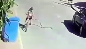 נחש כמעט מכיש ילדה ברחוב