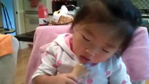 קורע מצחוק: פעוטות נרדמים על גלידה