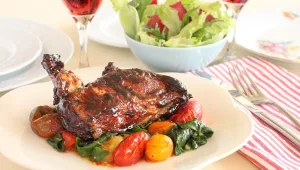 מתכון לעוף במרינדת חומץ בלסמי, שרי ותרד מוקפץ