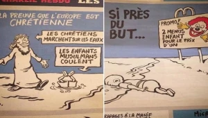 סערה: מגזין הקומיקס הסאטירי "שארלי הבדו" פירסם קריקטורות הלועגות לילד הסורי בן ה-3 שטבע למוות