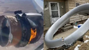 תיעוד: מנוע המטוס התלקח - שברים נפלו בשכונת מגורים בארה"ב