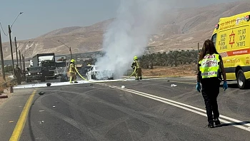 שני רוכבי אופנוע כבני 30 נהרגו בתאונה עם רכב פרטי בבקעת הירדן