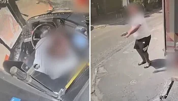 תיעוד: רגם נהג אוטובוס באבנים בגלל ויכוח בכביש בנצרת