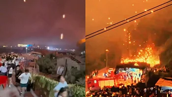 מופע הזיקוקים יצא מכלל שליטה: מאות רחפנים המטירו אש על הקהל