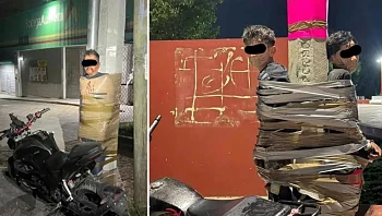 ה"באטמן" של מקסיקו: תופס גנבי אופנועים וקושר אותם לעמודי רחוב