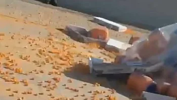 נהגים עצרו באמצע הכביש המהיר בגלל מה שהתפזר ממשאית