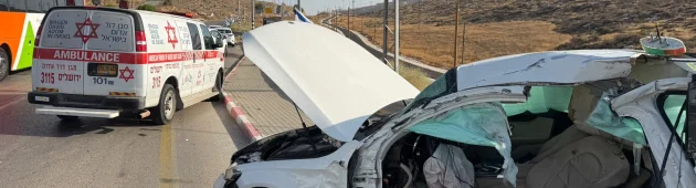 תאונה בבנימין: גבר בן 35 נהרג בהתנגשות בין רכב פרטי לאוטובוס