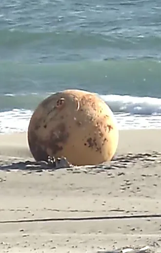 תעלומה ביפן: כדור ברזל מסתורי בקוטר מטר וחצי הופיע בחוף