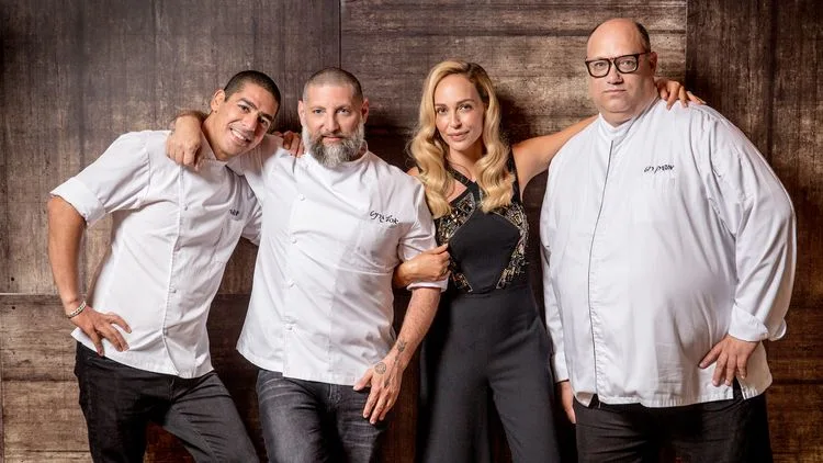 מושיק רוט, מירי בוהדנה, אסף גרניט ויוסי שטרית על הסט של משחקי השף עונה 3