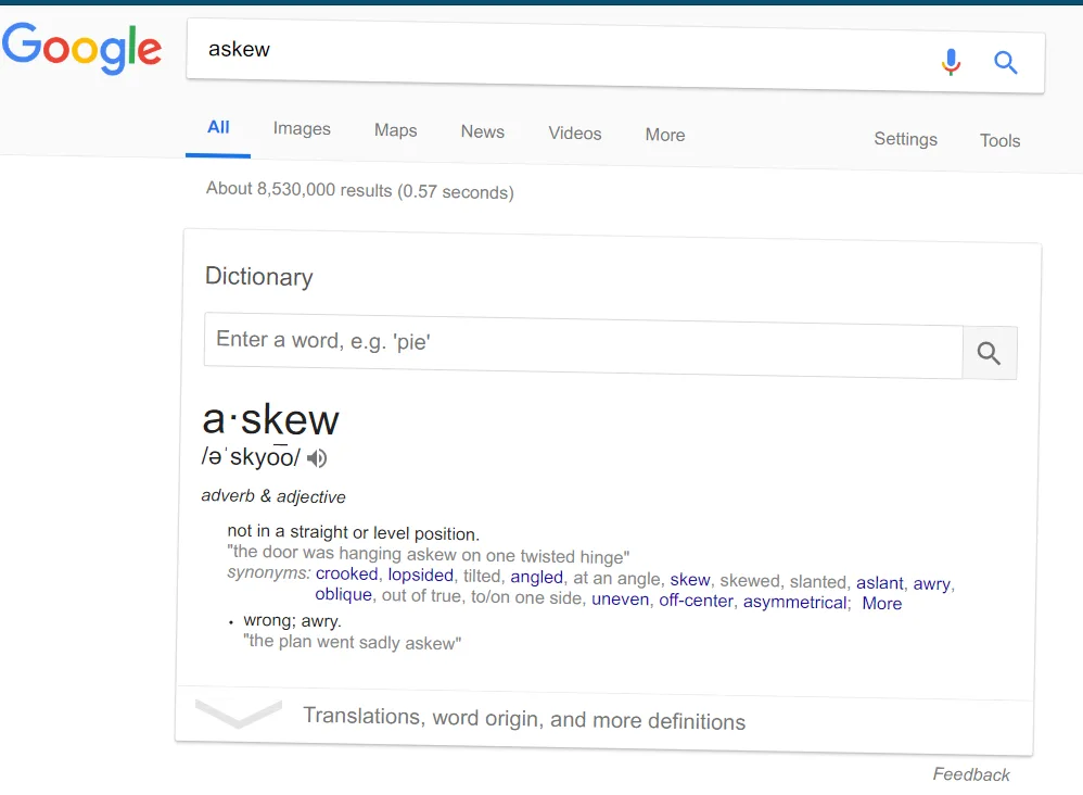 askew תוצאות עקומות בגוגל