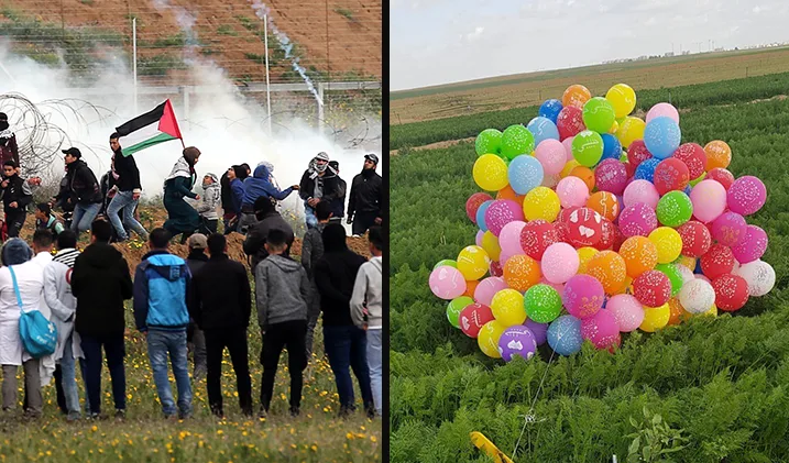 בלוני תבערה והפגנות על הגדר