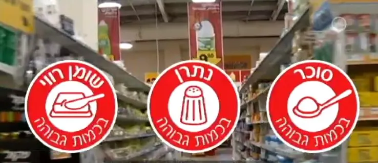 המדבקות החדשות לסימון מזון עתיר בשומן, נתרן או סוכר