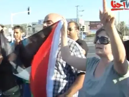 חברת הכנסת חנין זועבי בעת הפגנה בנצרת