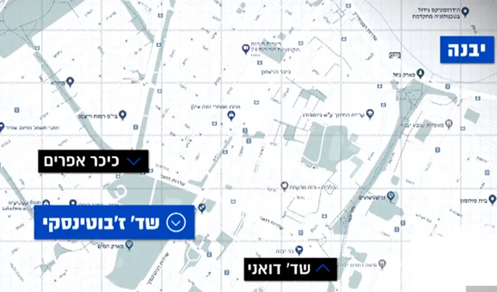האיזור ביבנה בו קרסו חלקי המנוף