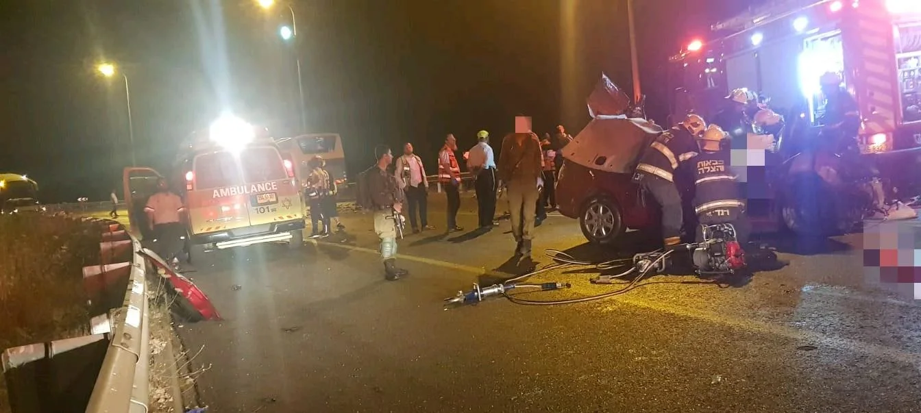 זירת התאונה החזיתית בסמוך לביתר עילית
