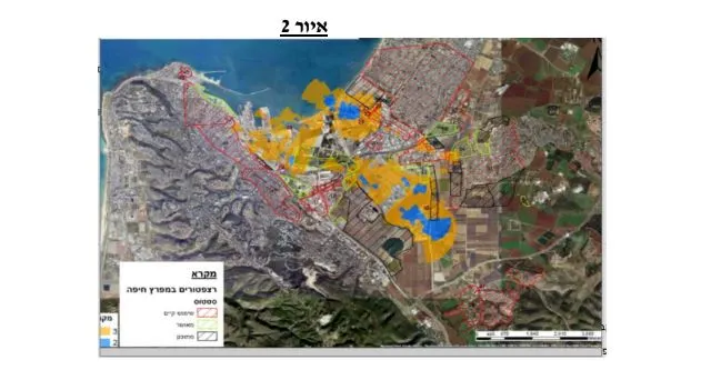 האזורים הכחולים, שאינם אזורי ציבוריים, נמצאים באזור סיכון גבוה יותר