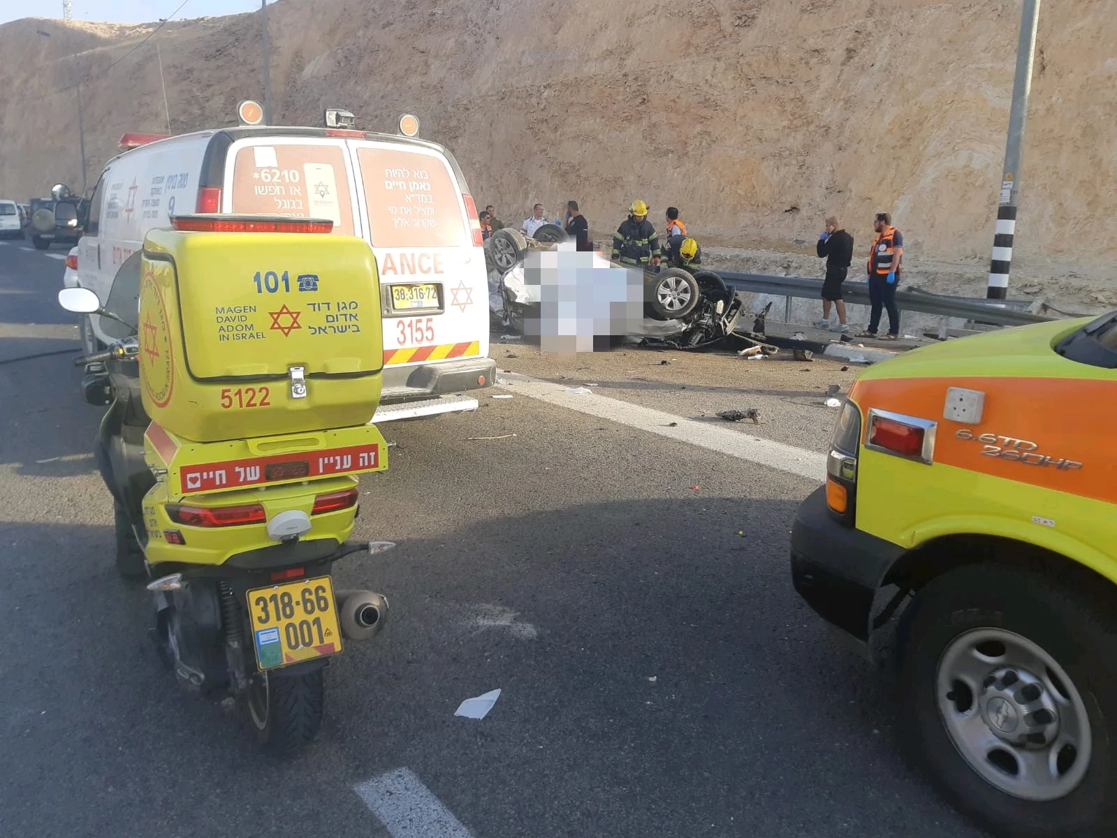 זירת התאונה בכביש 1