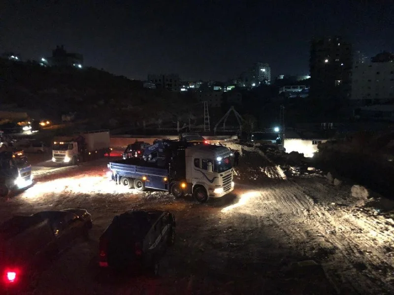 הכנה להריסת בתים בוואדי אל-חומוס