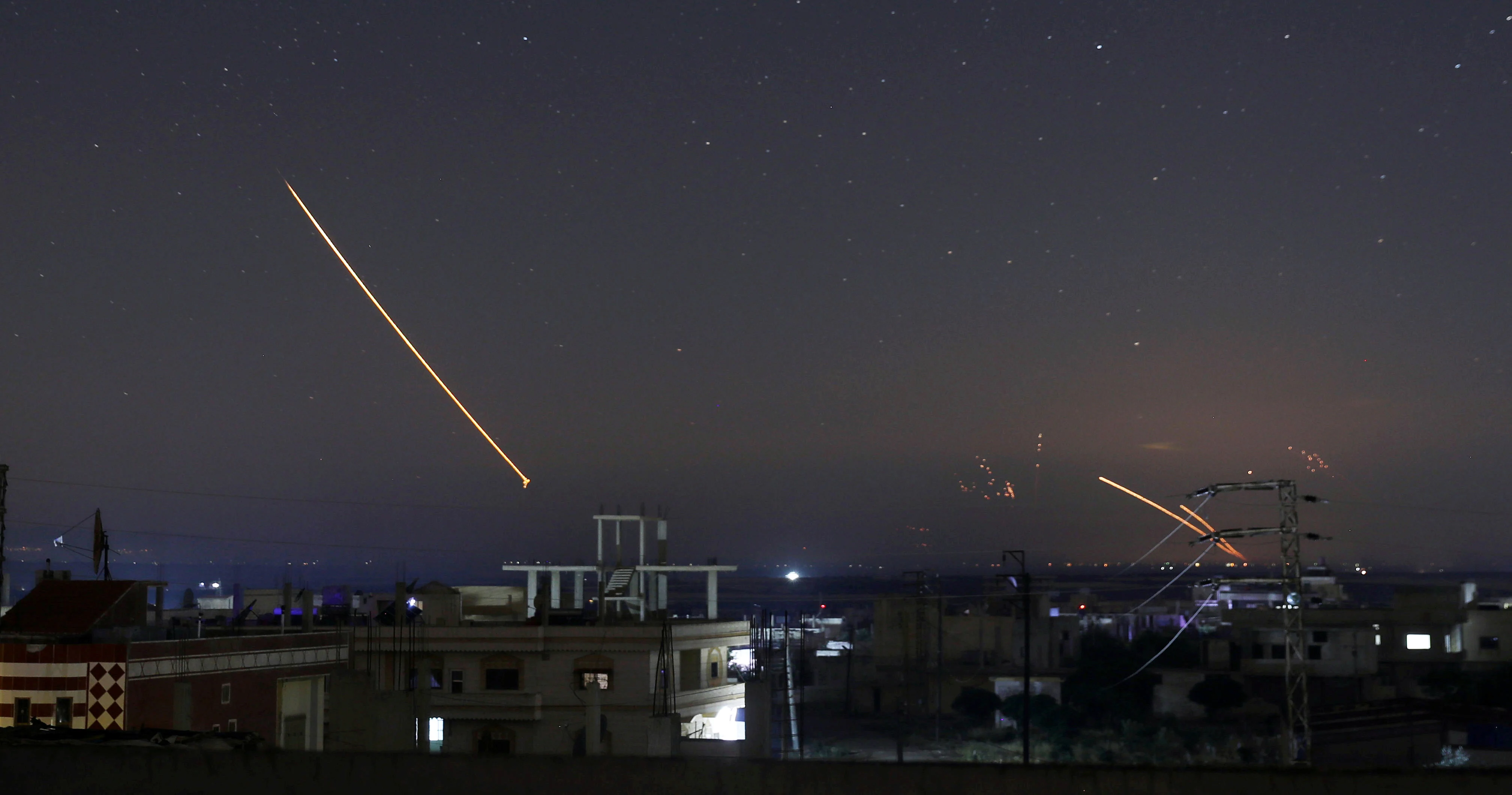 Missile Fire Is Seen Over Daraa